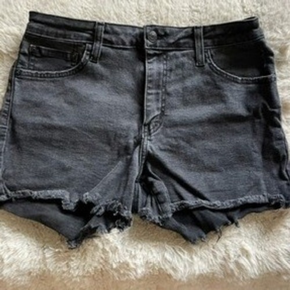 Just Black Denim Womens Cutoff Shorts Faded Black Raw Hem Made in USA Size‎ 29